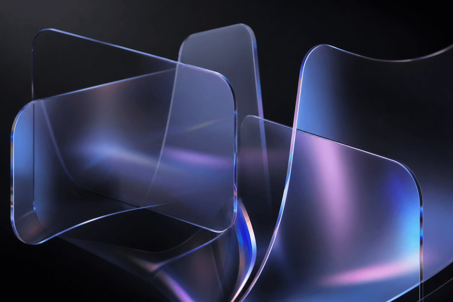 Floating glass panels with soft light
